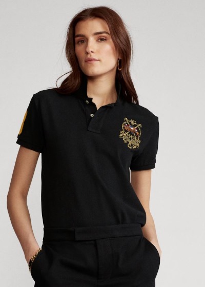 Camisa Polo Polo Ralph Lauren Mujer Negros - Classic Fit - JUETH9701